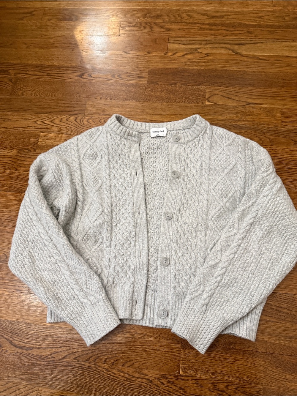 Sunday Best Light Gray Cable Knit Cardigan